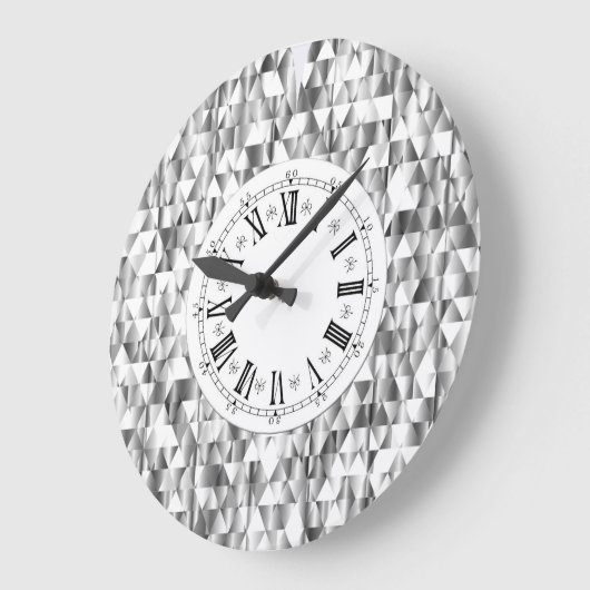 ダイアモンドフェイクルシルバーシャインローマ数字きらきら光る ラージ壁時計 (傾斜)