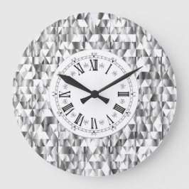 ダイアモンドフェイクルシルバーシャインローマ数字きらきら光る ラージ壁時計