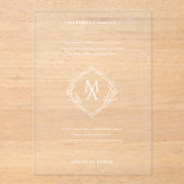 ダイアモンドフローラモノグラム結婚ズ アクリル招待状 (正面)