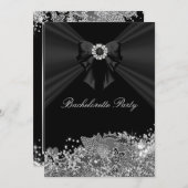 ダイアモンドボウブラックレースバチェロレッテ招待状 招待状 (正面/裏面)
