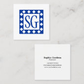 ダイアモンドボックス – イニシャル – ネイビーブルー スクエア名刺 (正面/裏面)