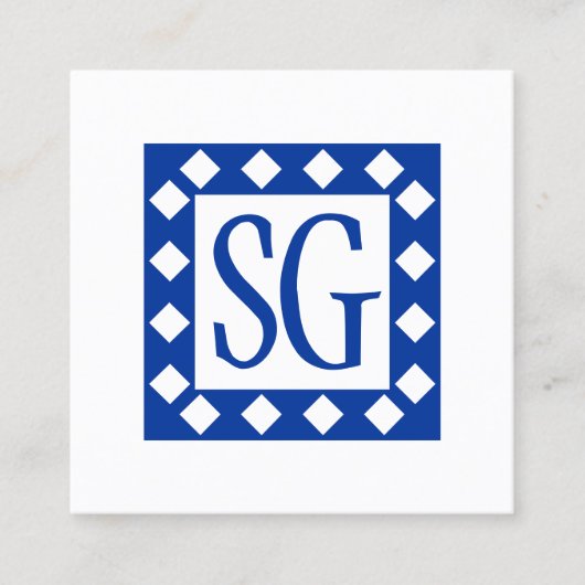 ダイアモンドボックス – イニシャル – ネイビーブルー スクエア名刺 (正面)