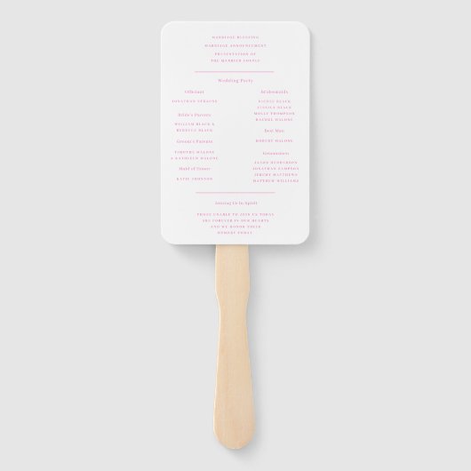 ダイアモンドモノグラム花ピンク結婚式 プログラム ハンドファン (裏面)