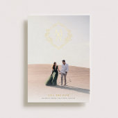 ダイアモンドモノグラム花金ゴールド保存日 箔招待状