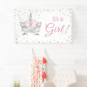 ダイアモンドユニコーン顔ガールベビーシャワー 横断幕 (インサイチュ)