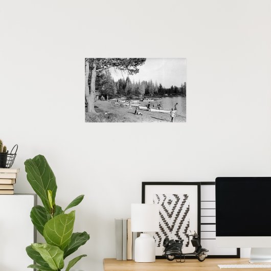 ダイアモンドレイク,オレゴン州ビーチ泳ぐ人写真 ポスター (ホームオフィス)