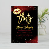 ダイアモンドレッド金ゴールドキス30th誕生日 箔招待状 (立ち正面)