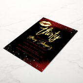 ダイアモンドレッド金ゴールドキス30th誕生日 箔招待状 (回転した状態)