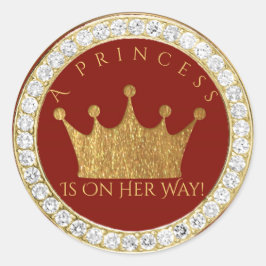 ダイアモンドレッド金ゴールドクラウンプリンセスベビーシャワーの好意 ラウンドシール