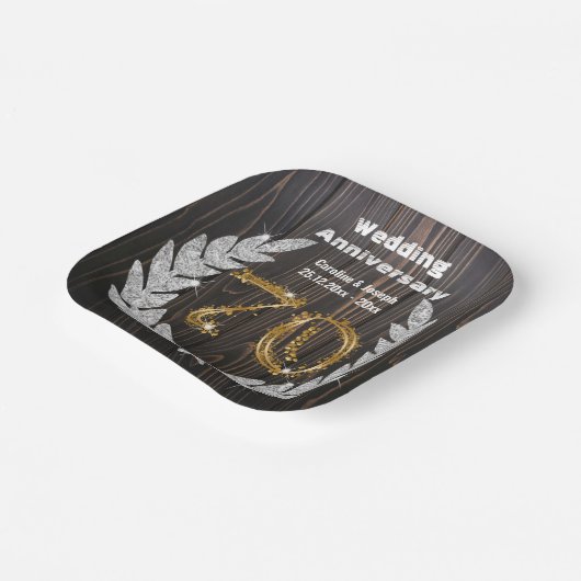 ダイアモンドローレルと70th金ゴールド結婚、の記念日Pa ペーパープレート (傾斜あり)