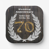 ダイアモンドローレルと70th金ゴールド結婚、の記念日Pa ペーパープレート (正面)
