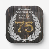 ダイアモンドローレルと75th金ゴールド結婚、の記念日Pa ペーパープレート (正面)