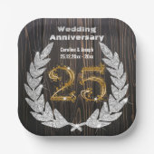 ダイアモンドローレル&25th金ゴールド結婚ズ記念日Pa ペーパープレート (正面)