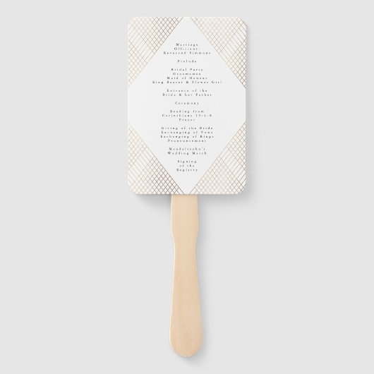 ダイアモンド幾何学模様の白い金ゴールド結婚ギャツビー ハンドファン (裏面)