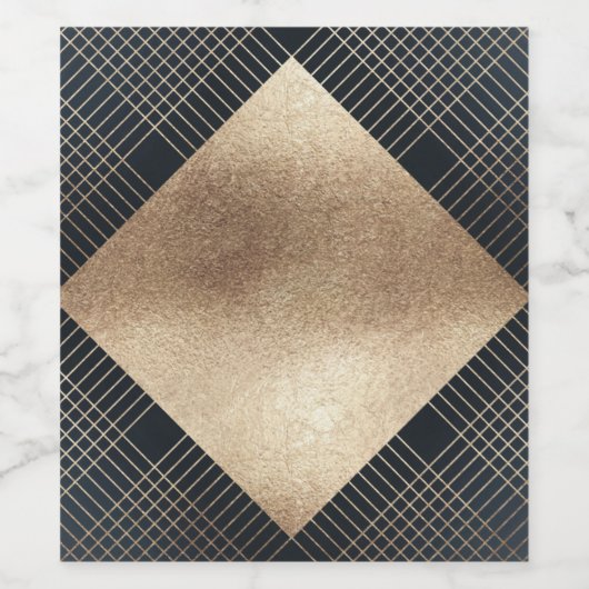 ダイアモンド幾何学海軍空白の金ゴールド結婚ギャツビー ワインラベル (シングルラベル)