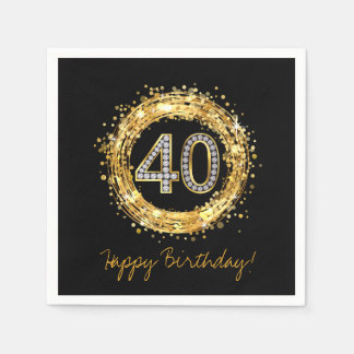 ダイアモンド番号40グリッターきらきら光る紙吹雪 |金ゴールド スタンダードカクテルナプキン