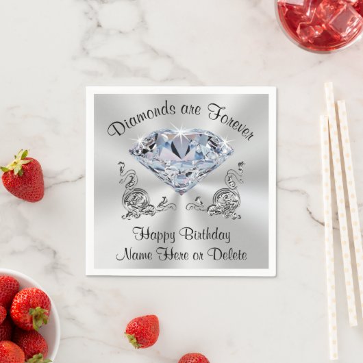 ダイアモンド誕生会ナプキンスパーソナライズされたズ スタンダードカクテルナプキン (インサイチュ)