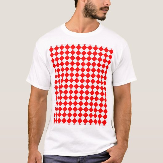 ダイアモンド赤と白パターンバイシャーリーテイラー Tシャツ (正面)