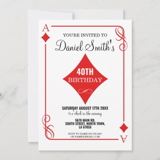 ダイアモンド遊ズカード誕生日エースラスベガスカジノ 招待状 (正面)