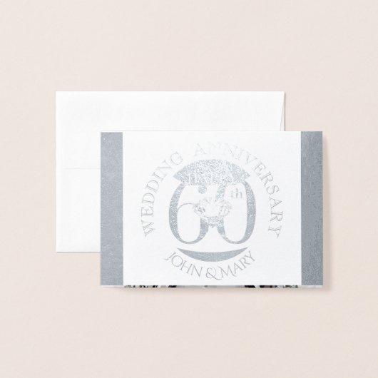 ダイアモンド60周年結婚挨拶おめでとう 箔カード (封筒付き正面)