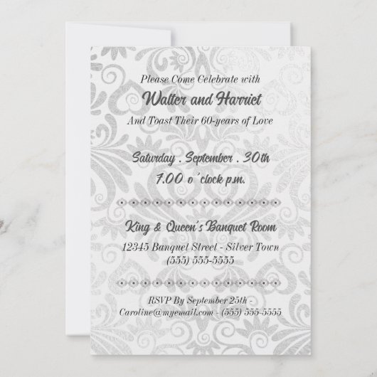 ダイアモンド60周年結婚記念のカスタム写真 招待状 (裏面)