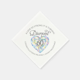 ダイアモンド60周年記念ハートアート名ナプキン スタンダードカクテルナプキン