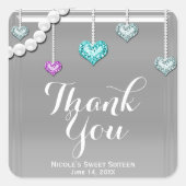 ダイアモンド&パールズきらきら光るジュエルシルバーグラムパーティー スクエアシール (正面)