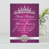 ダイアモンド&パールズピンクティアラ誕生日招待状 招待状 (スタンド正面)