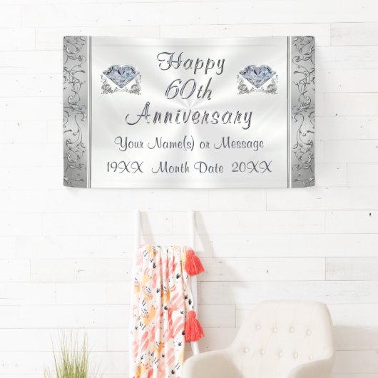 ダイアモンド、創立60周年記念バナーパーソナライズされた、 横断幕 (インサイチュ)