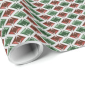 ダイアモンパターンシーズンレッドグリーン ラッピングペーパー (ロールコーナー)
