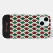 ダイアモンパターンジオメトリックレッドグリーン任意の名前 Case-Mate iPhoneケース (裏面 (横))