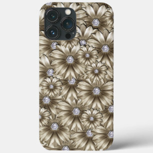 ダイアモンフラワーズジェムストーンラグジュアリー iPhone 13 PRO MAXケース