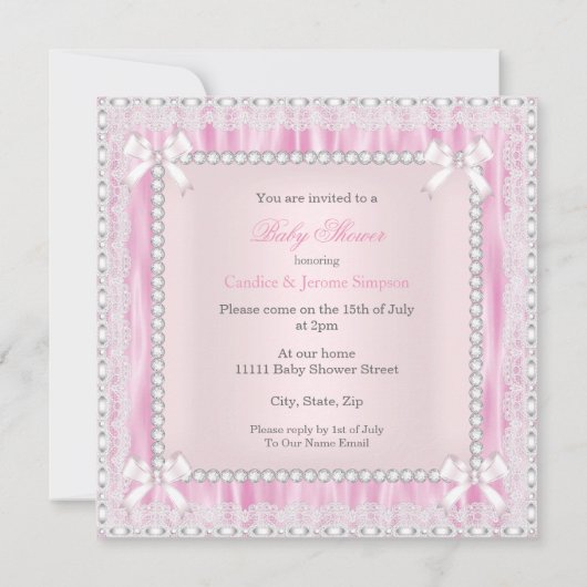 ダイアモンレース甘い小さな民族少女の赤ちゃんシャワー 招待状 (裏面)