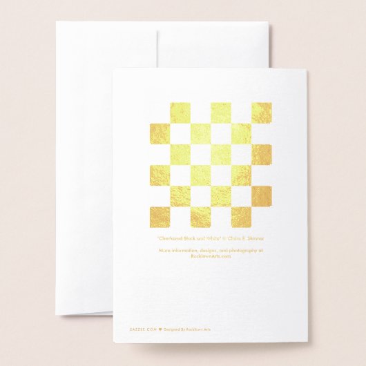 ダイアモ市松模様にンドホワイトと金ゴールド 箔カード (裏面封筒付き)