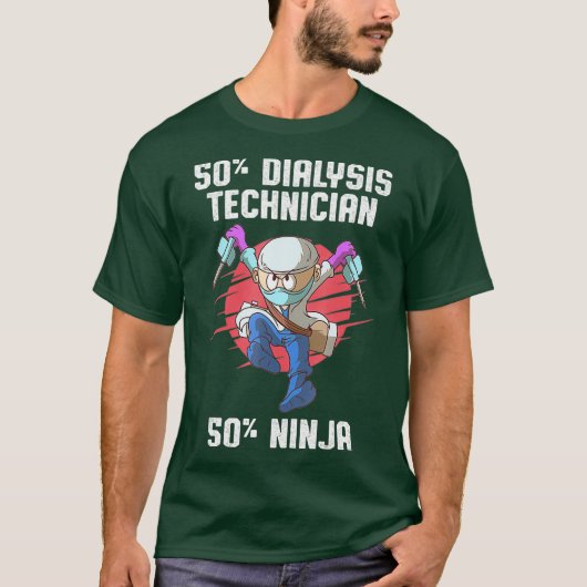 ダイアリシステクニシャンニンジャ腎臓科テック Tシャツ (正面)