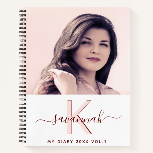 ダイアリーカスタムフォトバラ金ゴールドホワイトモノグラム ノートブック (正面)