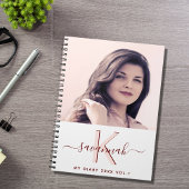 ダイアリーカスタムフォト白バラ金ゴールドモノグラム ノートブック