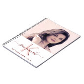 ダイアリーカスタムフォト白バラ金ゴールドモノグラム ノートブック (左側)