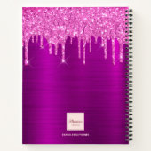 ダイアリーパープルグリッターピンクガーリーモダン ノートブック (裏面)