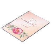 ダイアリーモノグラムバラ金ゴールドピンクグリッターガーリーモダン ノートブック (左側)