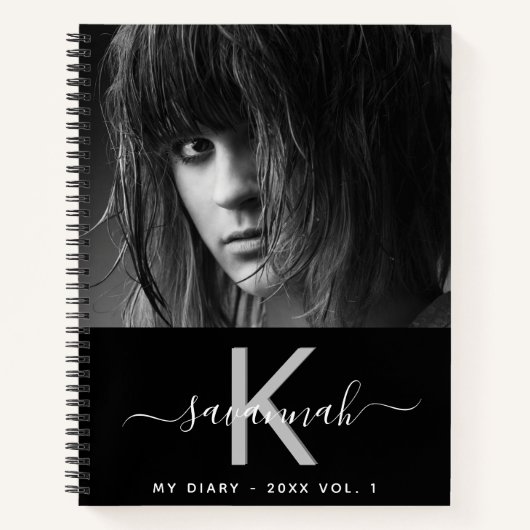 ダイアリー白黒フォトモノグラムスクリプト ノートブック (正面)