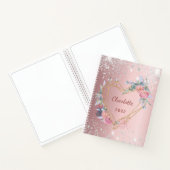 ダイアリー赤面ピンクフローラシルバーグリッター ノートブック (内部)