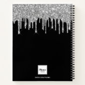 ダイアリー黒銀のグリッターの乾燥名 ノートブック (裏面)