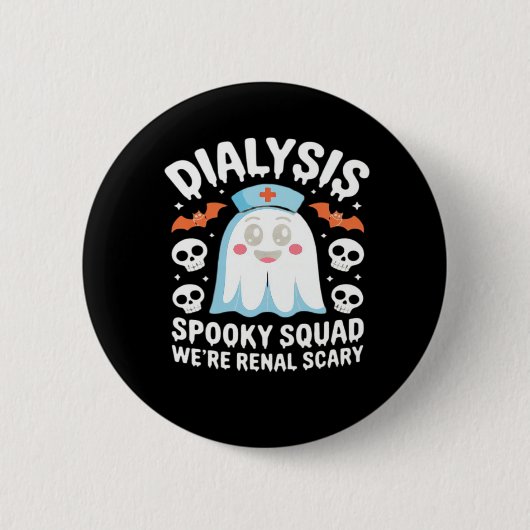 ダイアルシス 腎臓内科看護師 かわいいハロウィン スプーキーEs 缶バッジ (正面)
