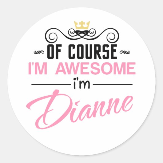 ダイアンもちろん私の名素晴らし前だ ラウンドシール (正面)