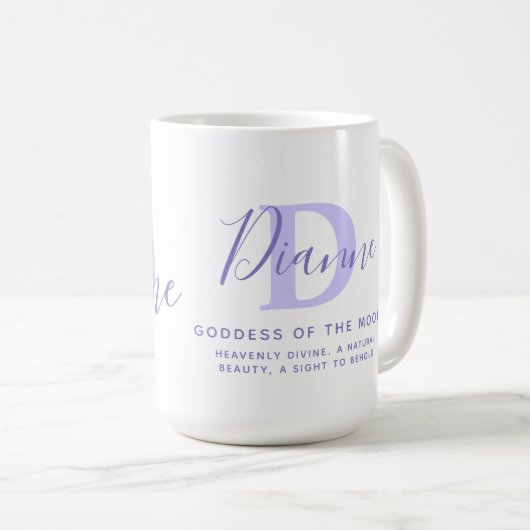 ダイアン·文字の青の紫の名前コーヒーマグを意味 コーヒーマグカップ (正面右)