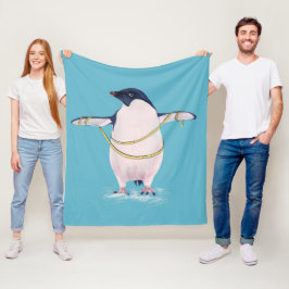 ダイエットおもしろいペンギン フリースブランケット