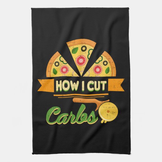 ダイエットおもしろいユーモア – どのように私は炭水化物を切る – ピザノベルティ キッチンタオル (縦)