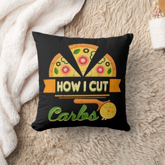 ダイエットおもしろいユーモア – どのように私は炭水化物を切る – ピザノベルティ クッション (ブランケット)