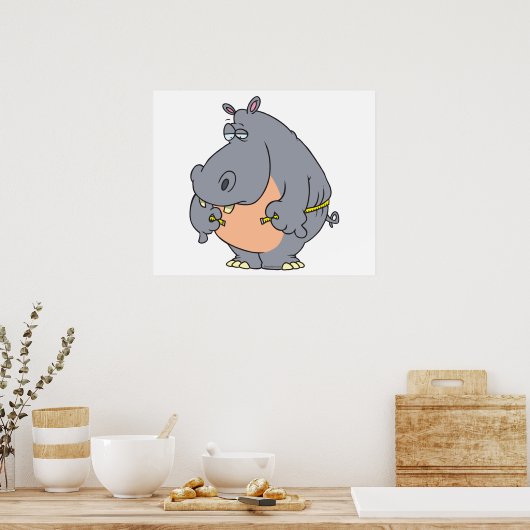 ダイエットおもしろい海馬の測定ウエストライン ポスター (キッチン)